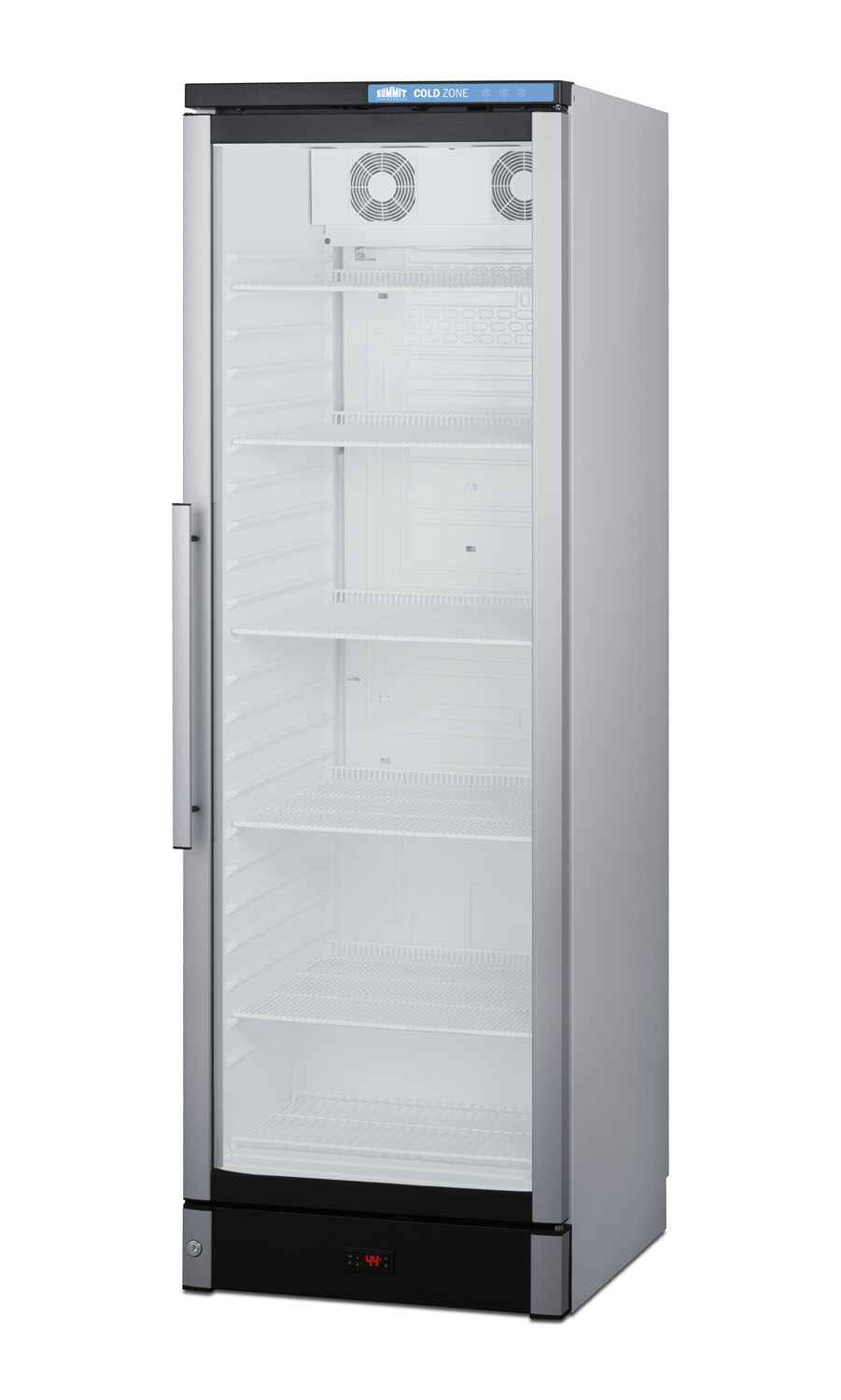 Commercial glass door beverage center with lock